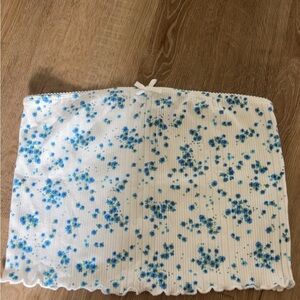 Forever 21 White and Blue Floral Tube Top